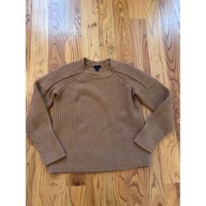 J.Crew Collection 100% Cashmere Shaker Stitch Sweater Camel Brown Womens Medium